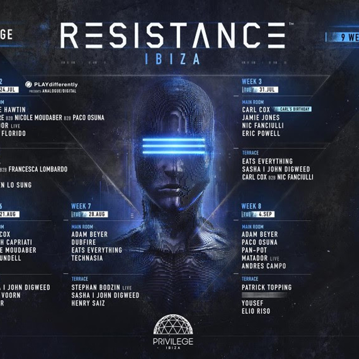 Resistance Ibiza announces full lineup and programming for 9-week 2018 season cover