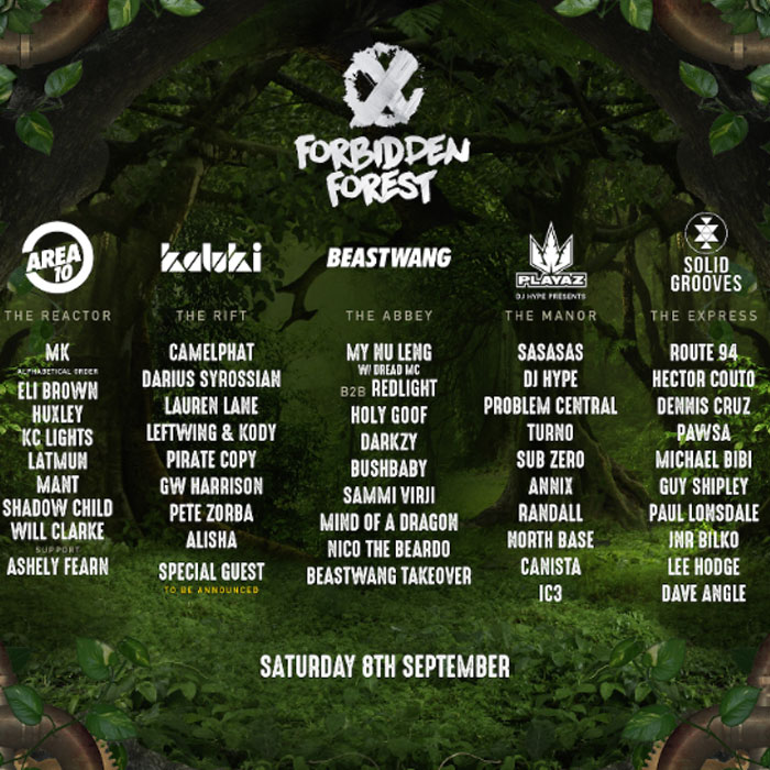 Forbidden Forest confirm MK, Camelphat, Darius syrossian, Route 94 + more cover