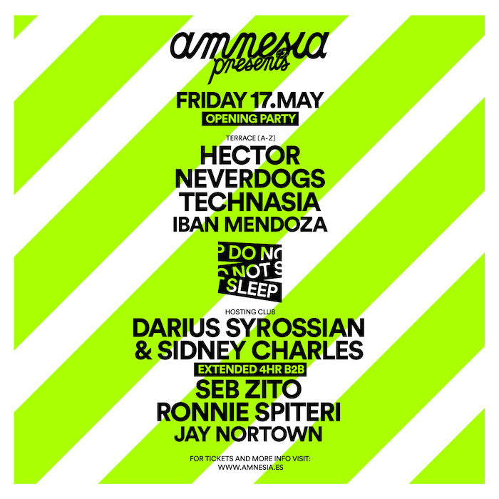 Amnesia Presents & Do Not Sleep announce 7 exclusive Friday dates cover
