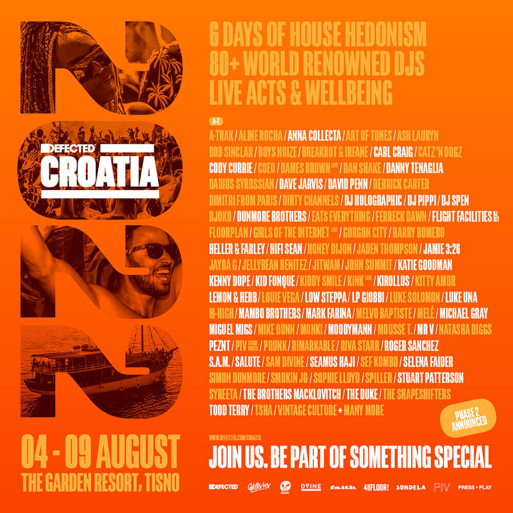 Defected Croatia 2022 adds Moodymann, Carl Craig, Danny Tenaglia phase 2 line-up cover