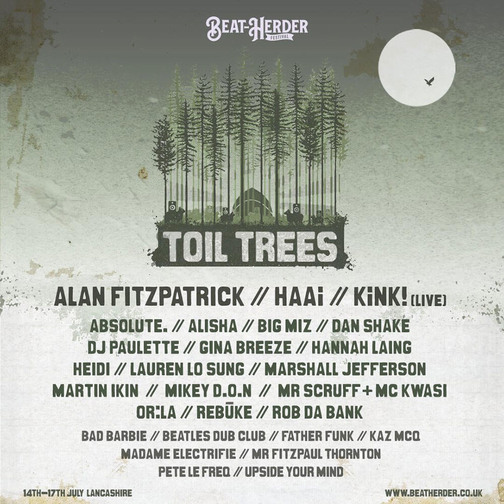 Beat-Herder Festival announce full Toil Trees line-up with Alan Fitzpatrick, HAAi, KiNK!, Absolute., Alisha, Big Miz, Dan Shake & more cover